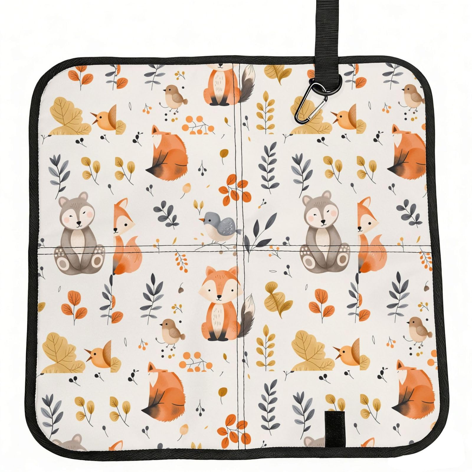 SDEGTHO Fox, Deer And Forest Print Padded Seat Pad Folding Cushion Waterproof Bench Mat Portable Outdoor Rest Mat 15.8"