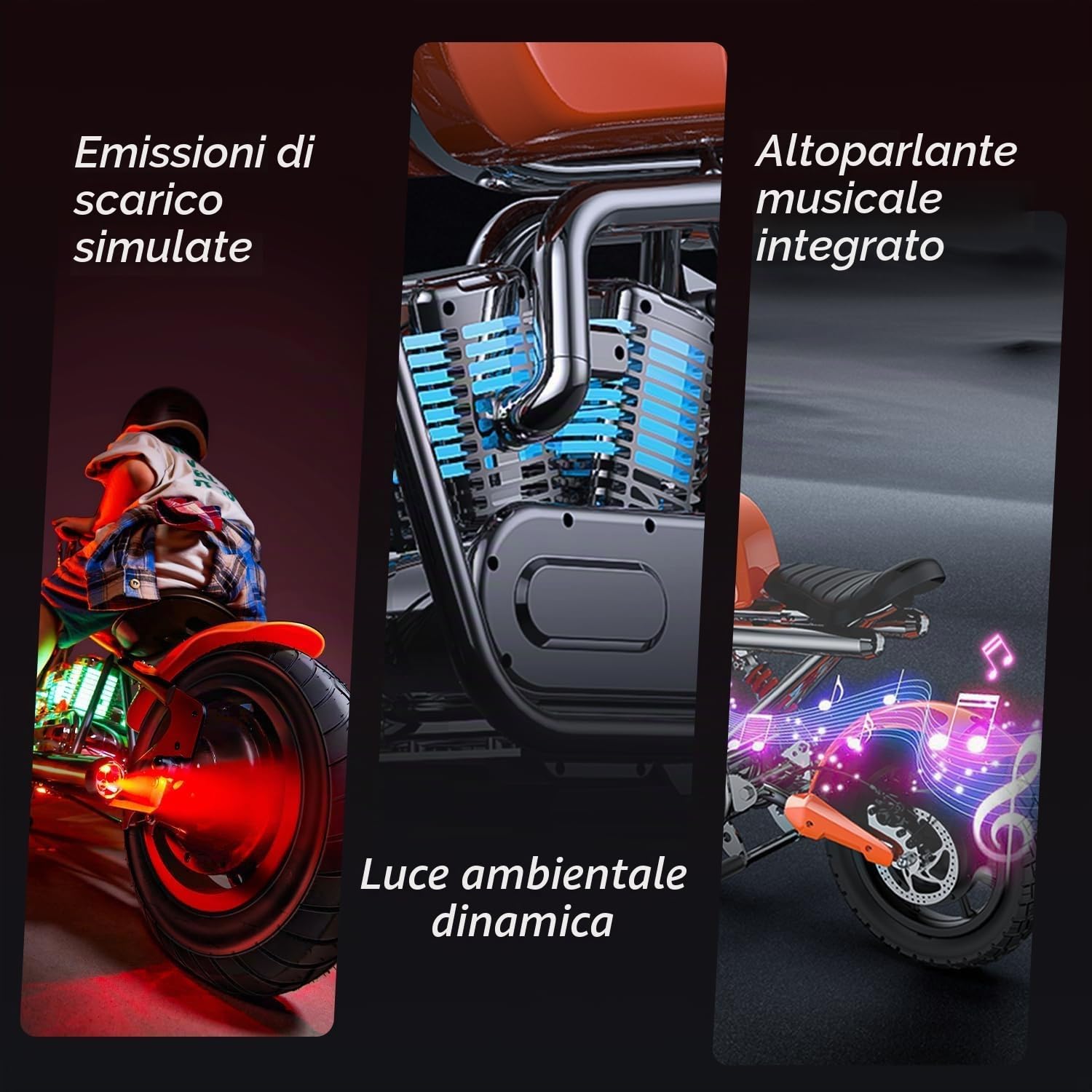 HYPERGOGO S9 Plus Moto Elettrica per Bambini, 3 Velocità (fino a 16 km/h), Autonomia 30 km, Pneumatici 14 Pollici, Controllo tramite App, Moto Elettrica Bambini 6–12 Anni (Nero)