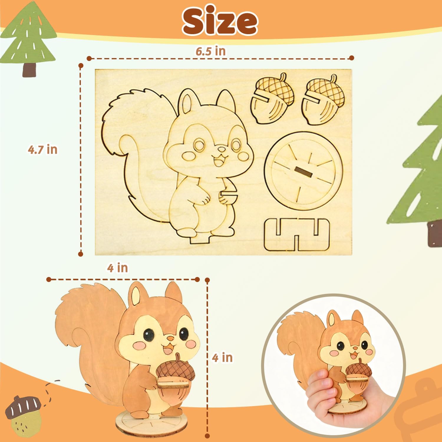 Vileafy Kit d'artisanat en bois brut 3D facile et créatif pour les jours de pluie et les activités d'été pour enfants de 4 à 8 ans et 8 à 12 ans