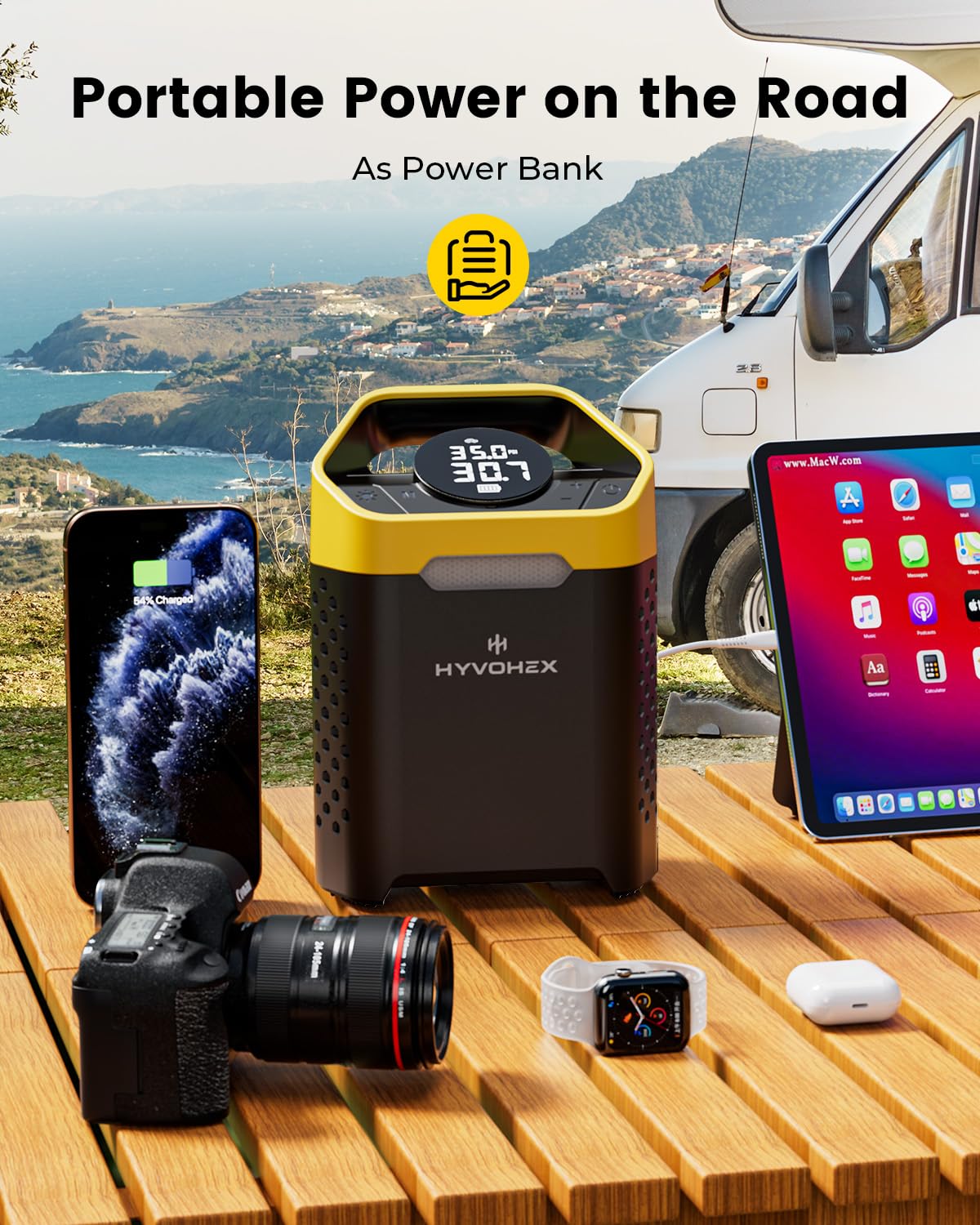Compressore d'aria portatile, gonfiaggio rapido di 1 minuto, senza fili, pompa ad aria portatile per pneumatici auto con manometro digitale, pompa ad aria elettrica da 160 psi, con luce a LED, per