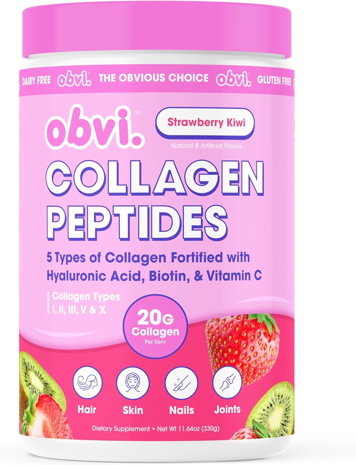Obvi Collagen Peptides - Strawberry Kiwi
