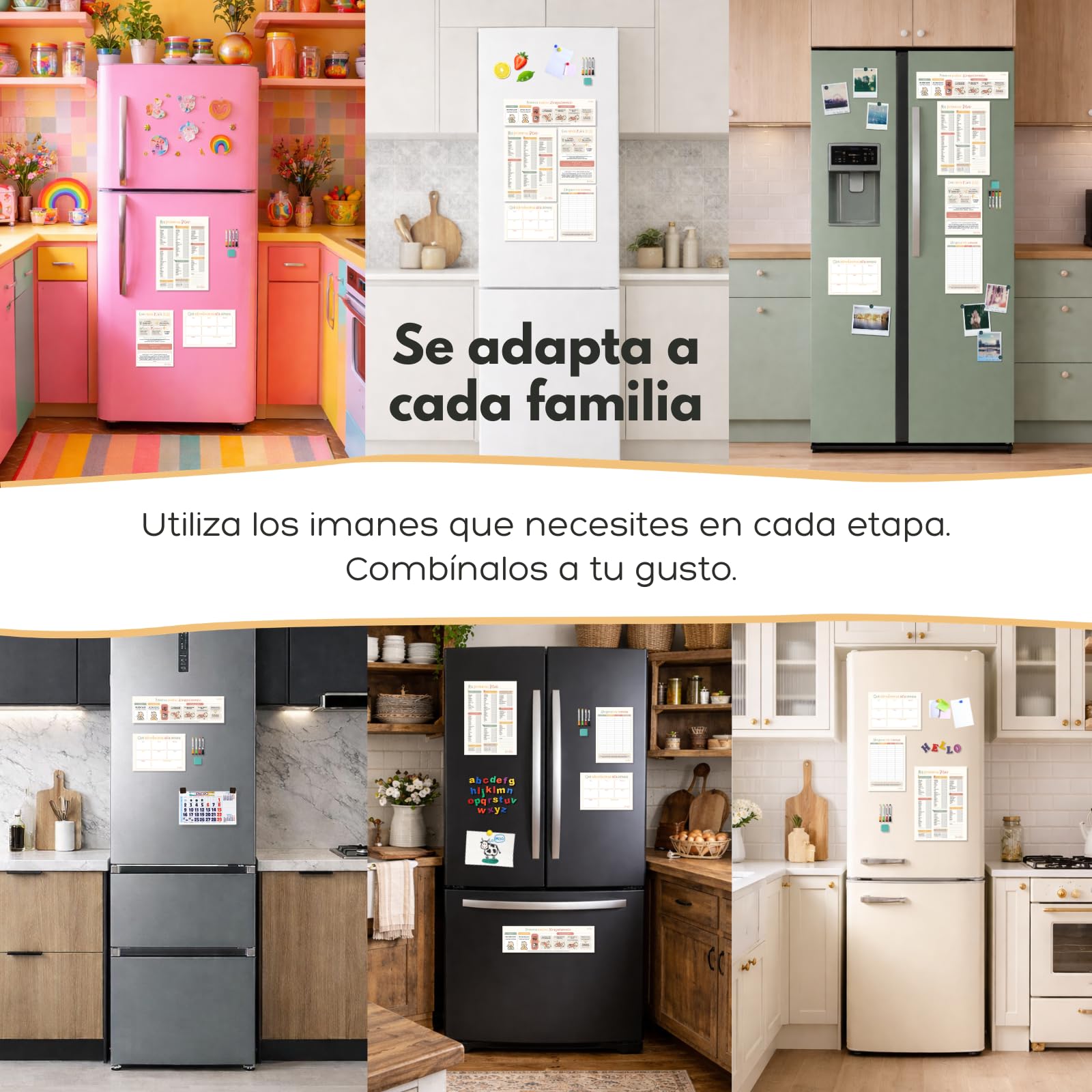 Bebébite Set de 5 Pizarras Magnéticas para Nevera Alimentación Complementaria BLW en Español
