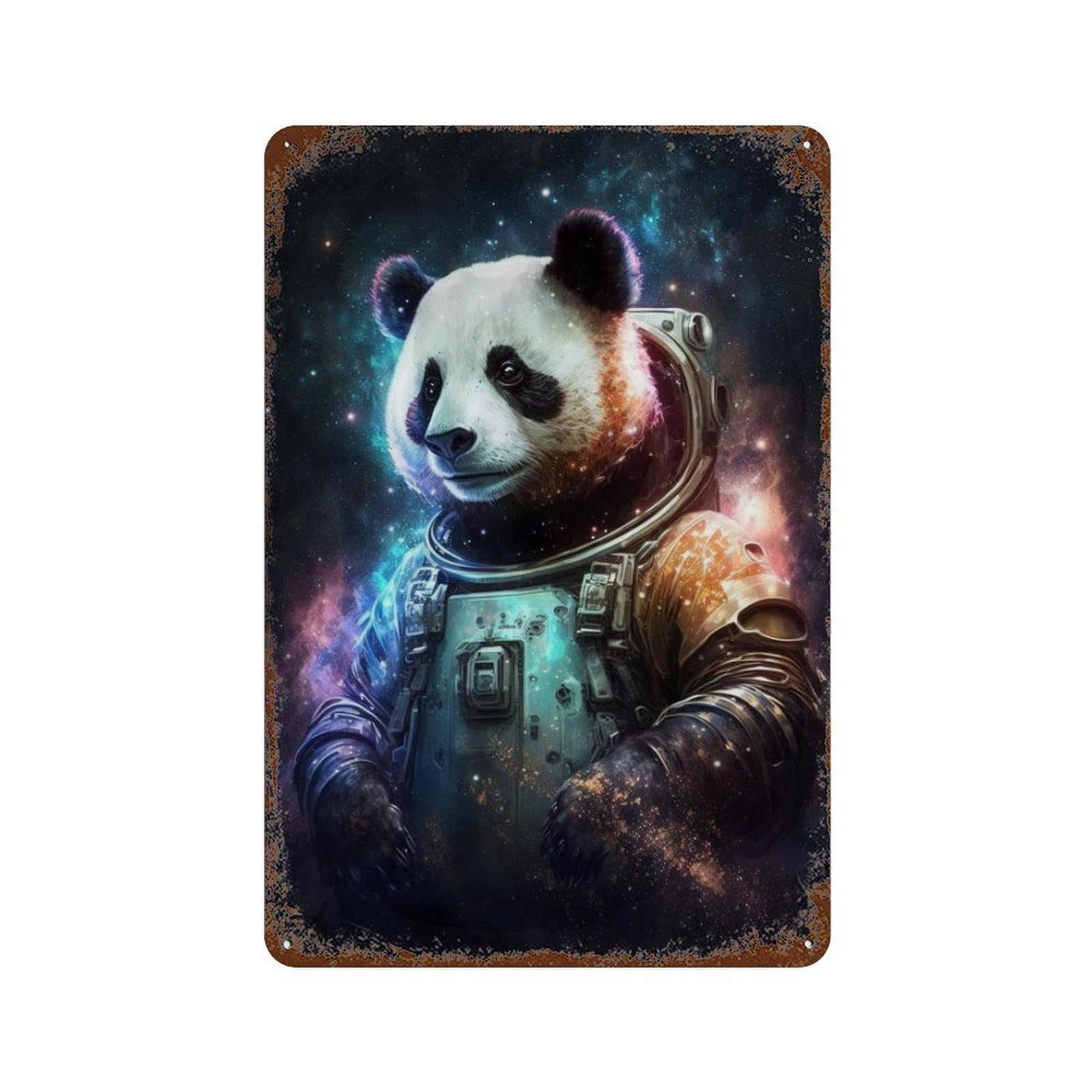 Garage Style Panda Astronaut Space Suit-2 Vintage Metal Tin Sign 11.8"x7.9", Classic Wall Plaque for Bar And Workshop
