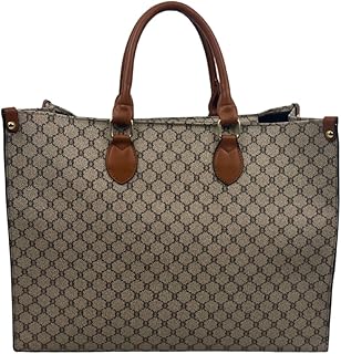 Womens Vegan Leather Classic Pattern Lightweight Fashion Satchel Handbag Large Capacity Bucket Purse Designer Tote Bag - Buy now