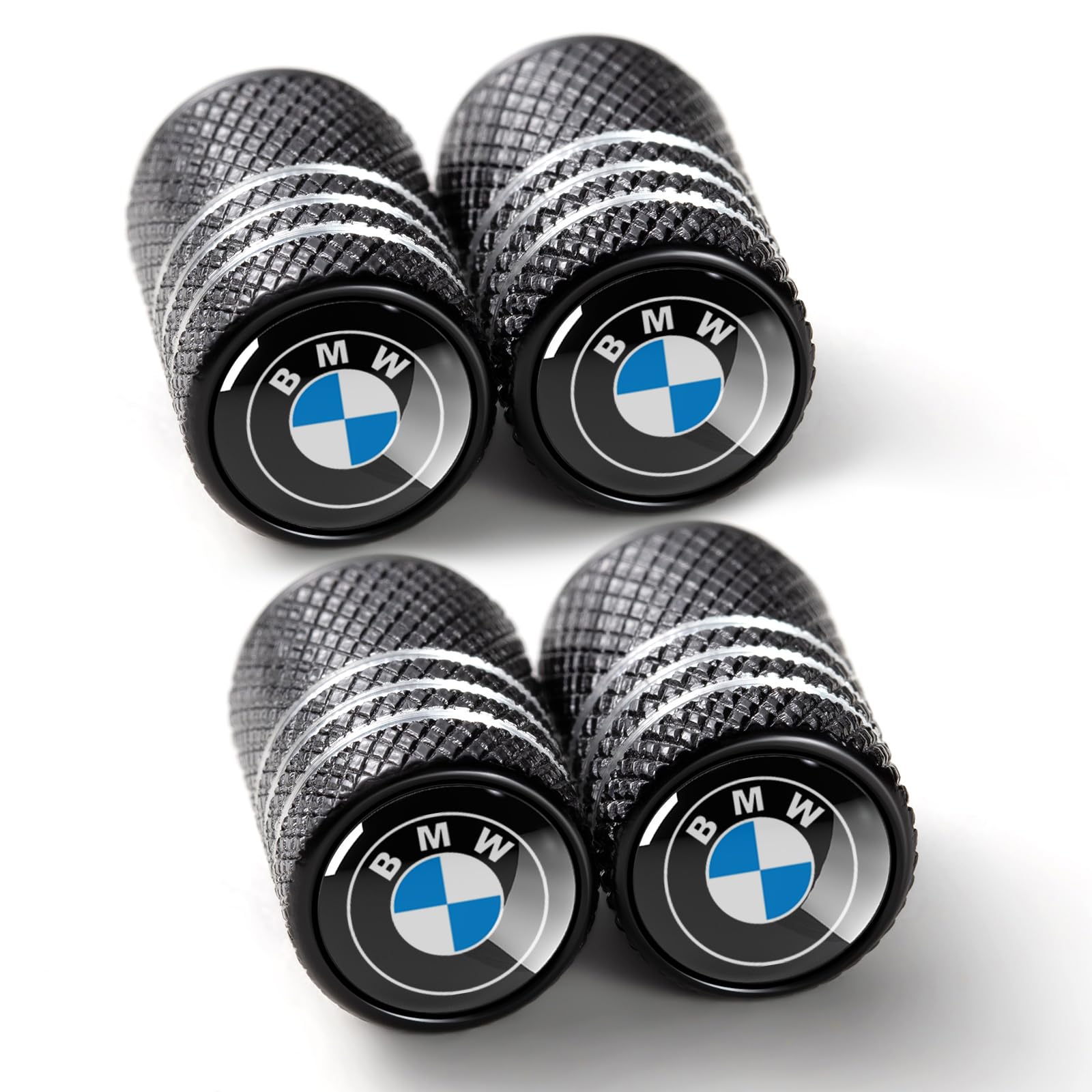 Tire Valve Stem Cap Cover for BMW Belt O-Ring Seal Corrosion Resistant tire Valve caps 4 Pack Black