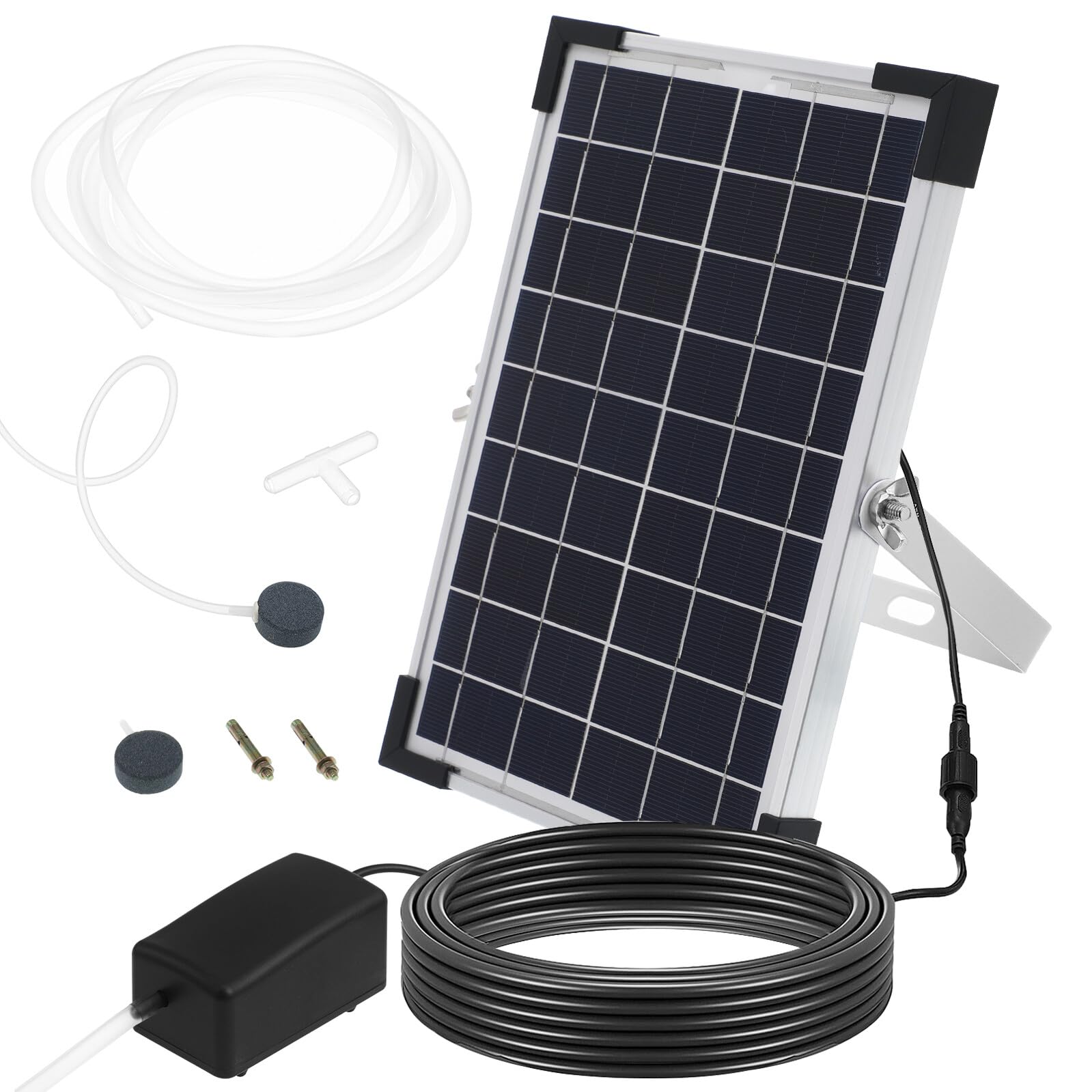 SOLUSTRE Solar Teichbelüfter Solar Sauerstoffpumpe Outdoor mit Einstellbarem Durchfluss Langlebig für Teiche Aquarien und Fischbecken Solarbetrieben Einfache EIN-knopf-bedienung