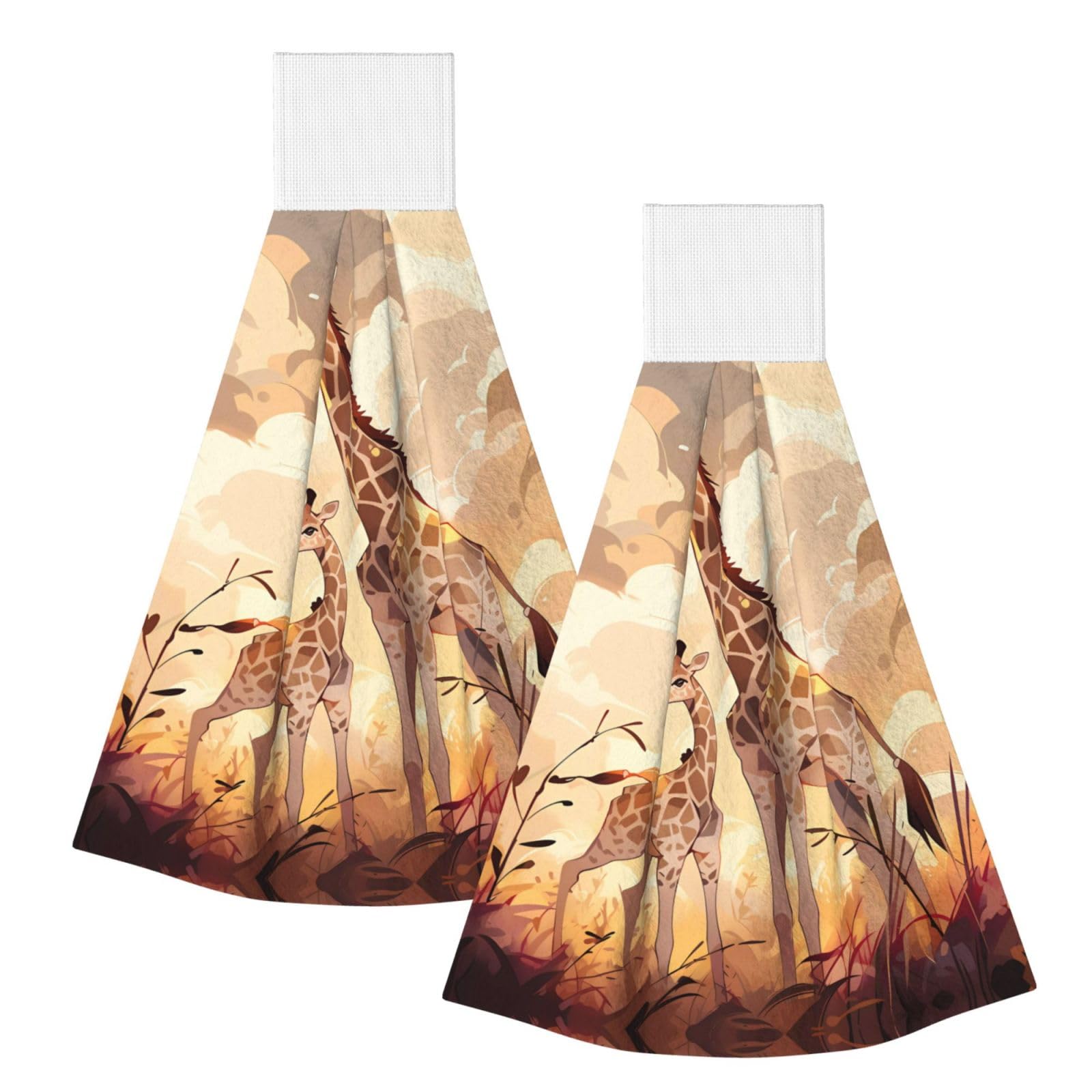 ZQYTGFDC Giraffe mother and child Highly Absorbent Dish Towels Soft Coral Fleece Wipe