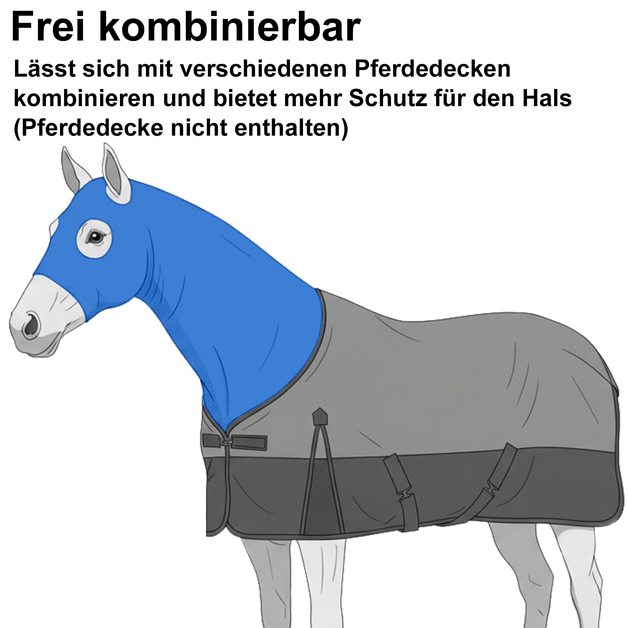 Hood Cavallo Elasticizzato con zip - Copertura del Collo e del Volto Completa