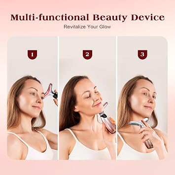 Pedete Facial Massager, 7 Colors Red Light Therapy for Face and Neck, Face Lift Device with 113F Heating Vibration for Multi Skin Care