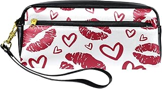 Astuccio per penne, in pelle PU, resistente, per scuola, ufficio, San Valentino, colore rosso