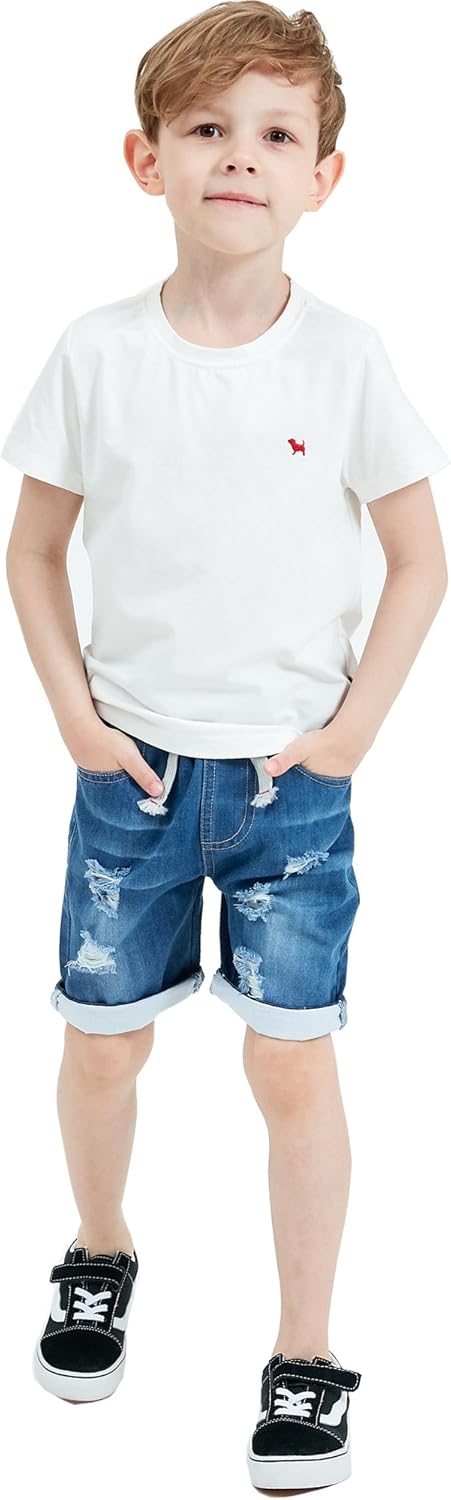 Boys Blue Ripped Denim Shorts 2T-8 - Image 2
