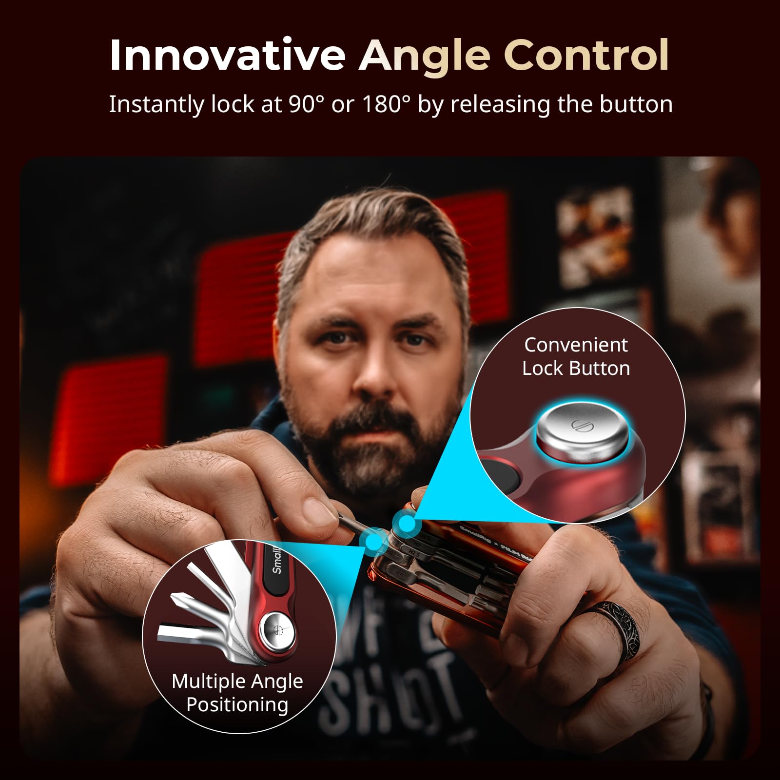SMALLRIG x FILM RIOT Ensemble d'outils Pliables 7 en 1 avec Tournevis et Clés Hexagonales, Positionnement à Angles Multiples, Conception Portable et Compacte (Rouge) - 4811