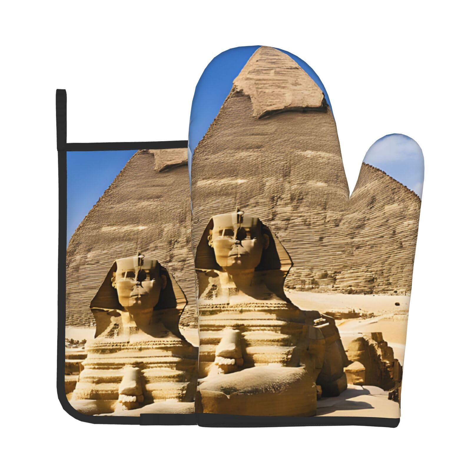 Pyramids of Egypt Print Oven Mitts and Pot Holders Sets of 2,Non Slip Cooking Washable Heat Resistant Microwave Barbecue Gift Set for Grilling Baking Cooking Bbq.