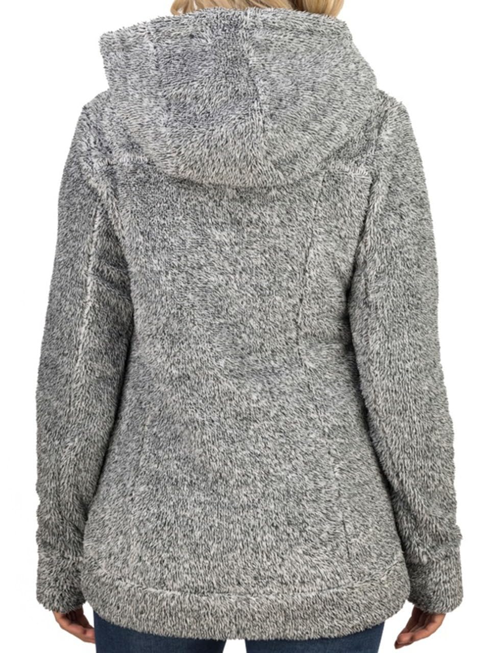 DENIMFY DFMila Veste polaire pour femme - Veste d'hiver à fermeture éclair - Veste de mi-saison - Veste d'extérieur en polaire - Col montant - Gris noir anthracite - Tailles S, M, L, XL, XXL