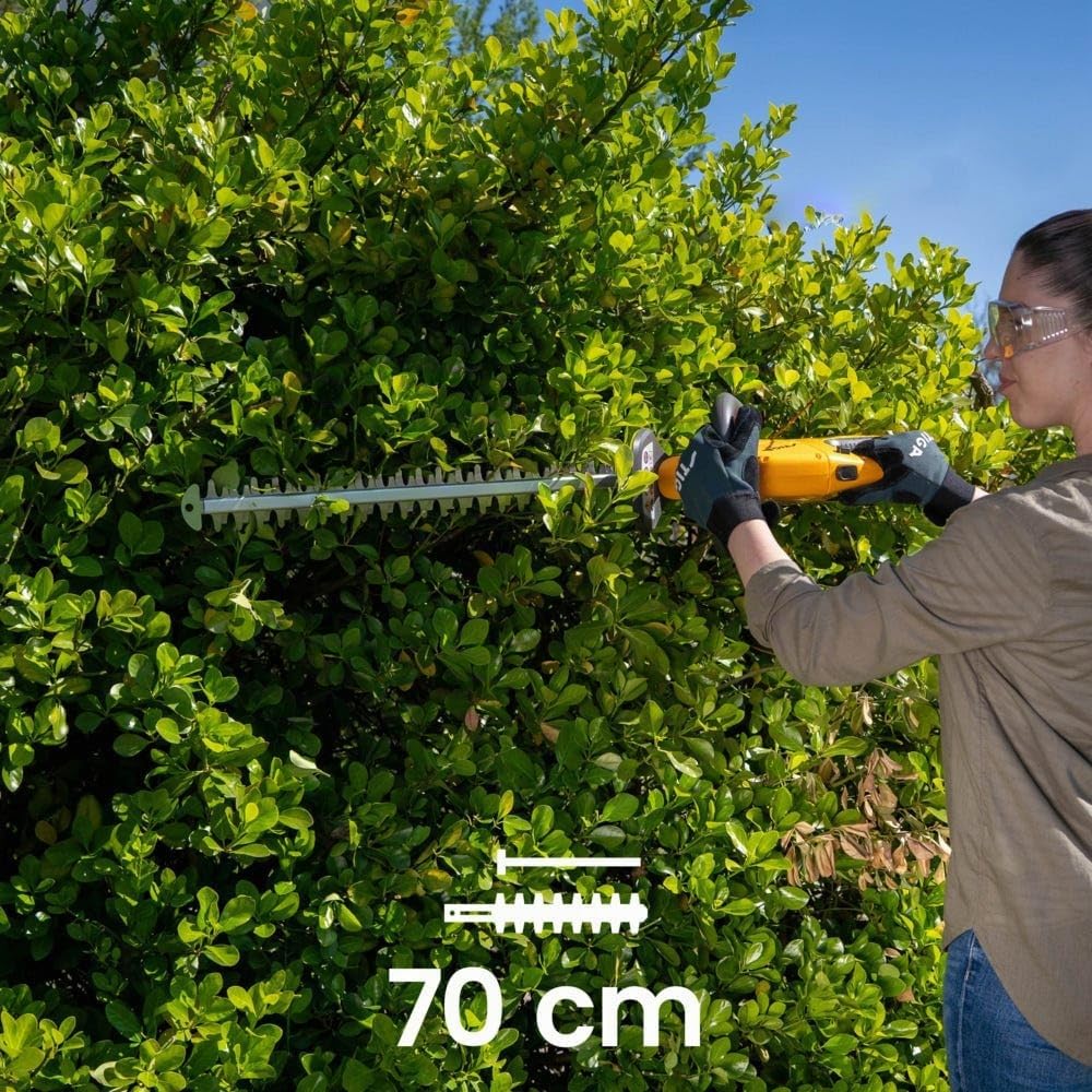 STIGA HT 100e Kit Taille-Haie Sans Fil, 20 V, 55 cm – 1 Batt. 2 Ah + Syst. Recharge, Poignée Régl. 180°, Lame Double Action – Jardin et Haies