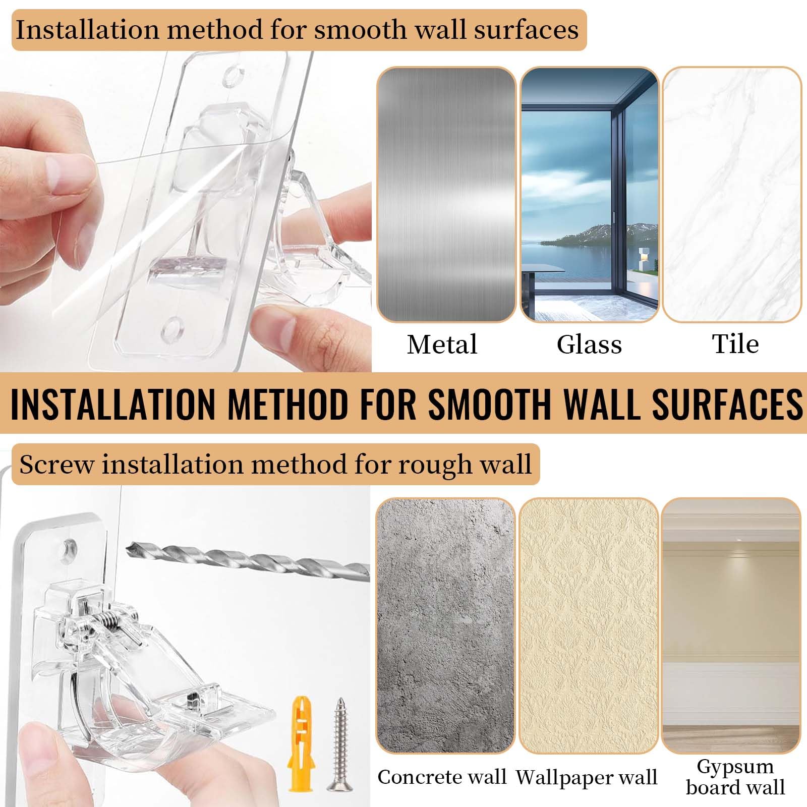 JVBAJV 12 Pièces Tringle Rideau Sans Percage, Accroche Rideau Sans Percage, Supports de Tringle Auto-Adhésifs Transparent pour Tringle à Rideaux pour Cuisine Salle de Bain