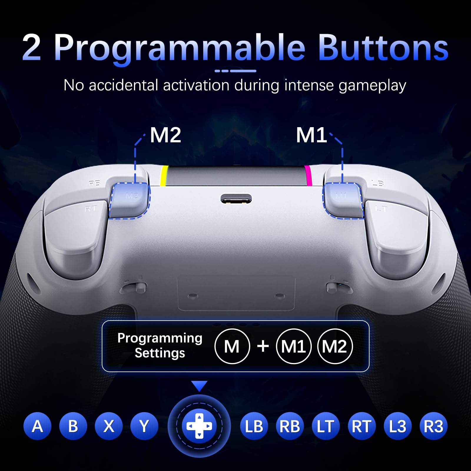 AKNES EasySMX X05Pro Mando para PC/Switch/Android/iOS, Botones de Juego Silenciosos, Joysticks de efecto Hall, Gatillos Hall de Doble Etapa, 2 Botones Programables, Frecuencia de Sondeo 1000Hz(Blanco)