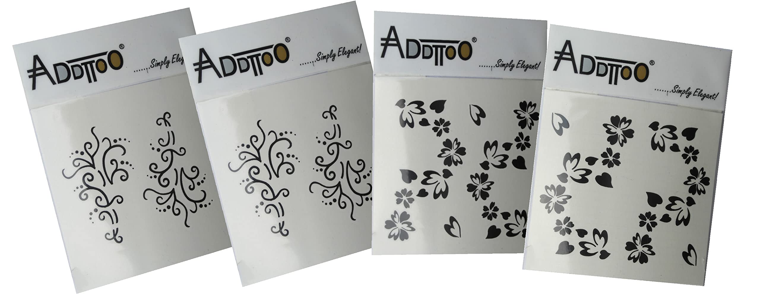 Black Crystals Tattoo with Swarovski Elements, 4 Pieces Box Set