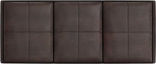 Miniatura 312 de Otomana rectangular de almacenamiento de cuero sintético Simpli Home Avalon., Cuero, Marrón Azul,Marrón Chocolate,Cloud gris,Gris oscuro,Azul