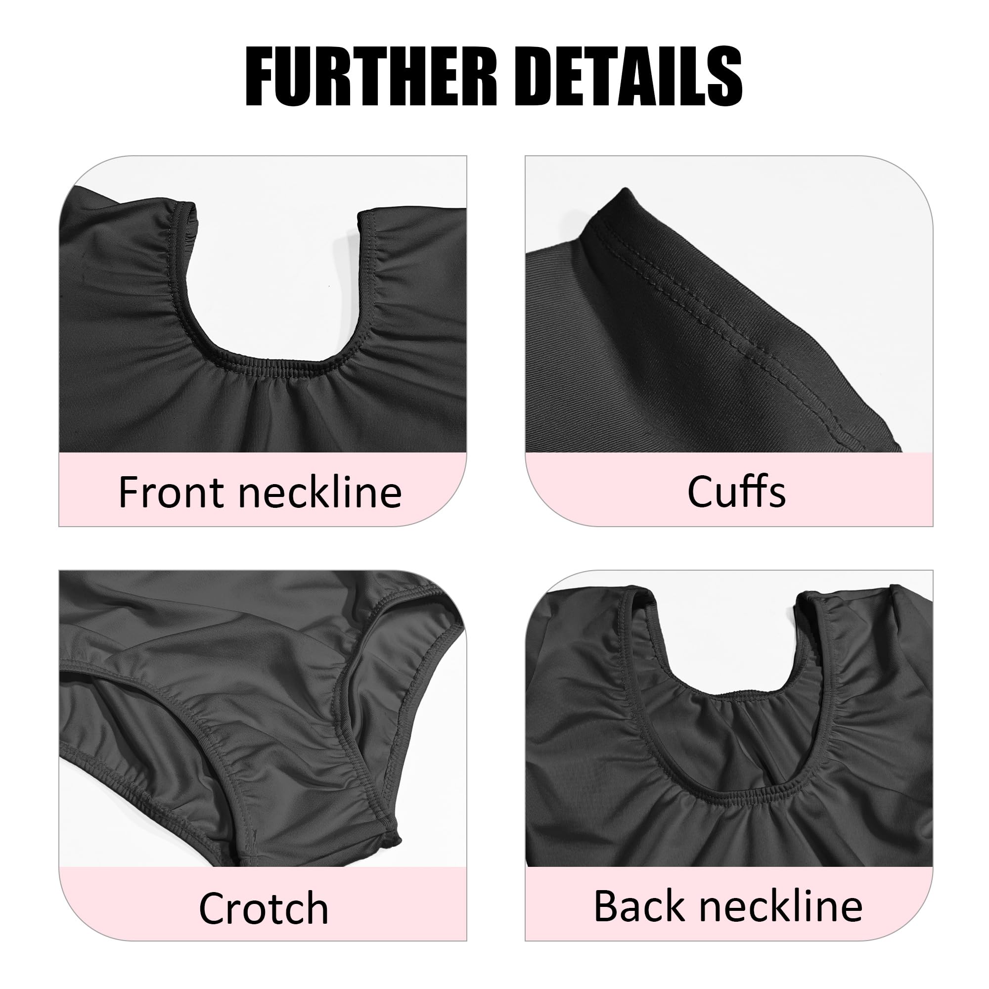 Carnavalife Maillot Ballet Niña Manga Corta Leotardo Danza Infantil Body Gimnasia Rítmica Elástico Escote Redondo Uniforme Clase Baile Negro Rosa Blanco