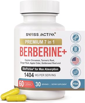 Swiss Activa+ Labs Organic Berberine 7-in-1, Ceylon Cinnamon, Ginger Root