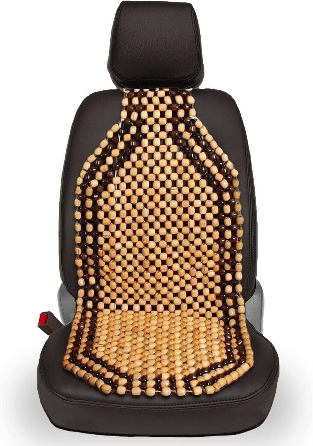 Générique 2 pcs Couvre-siège Auto en Billes de Bois Housses de Siège Confort Massage Coussin Boules Beige Coussin d'assise à Perles en Bois Nature pour Voiture Universel