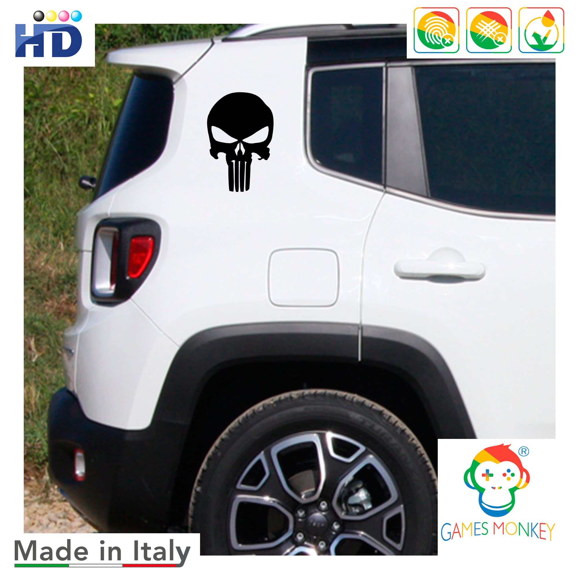 Adesivi Cranio 10 Pezzi per Auto o Moto - Teschio - 3 dimensioni. Auto Moto Bici Monopattino (Nero)