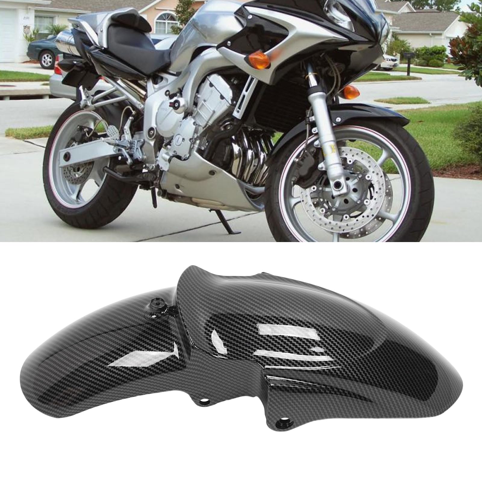 KIMISS Ochronna Owiewka Przednia w Stylu Włókna Węglowego Osłona Przeciwbryzgowa Chlapacze do FZ6N FZ6S FZ6 XJ6 2004 do 2006 - Motoryzacyjne Akcesoria Zewnętrzne