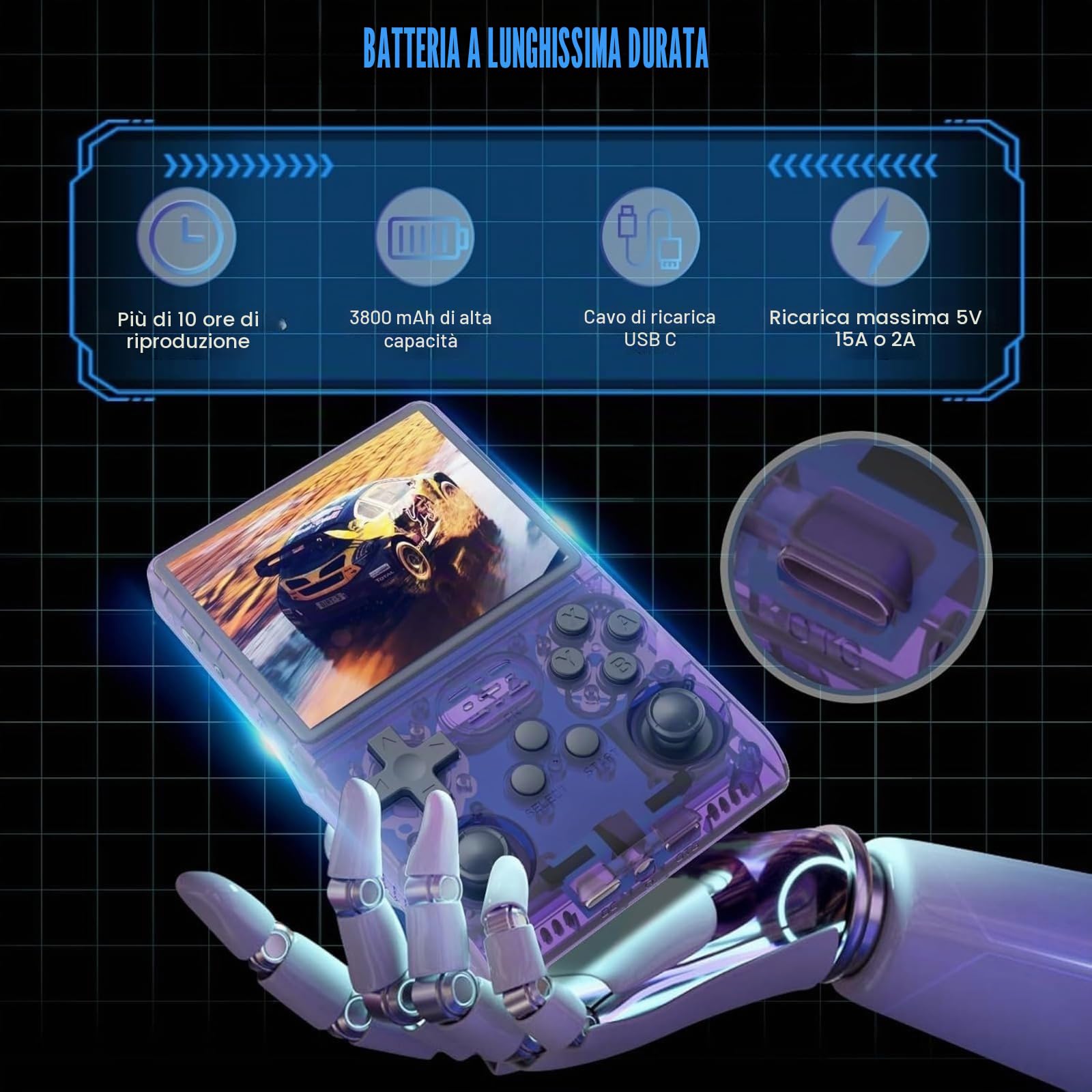 Questa console di gioco portatile e tascabile presenta 20.000 giochi retrò integrati, funziona con un sistema Linux open source e viene fornita con una scheda TF da 64/128 GB, un display IPS da 3,5