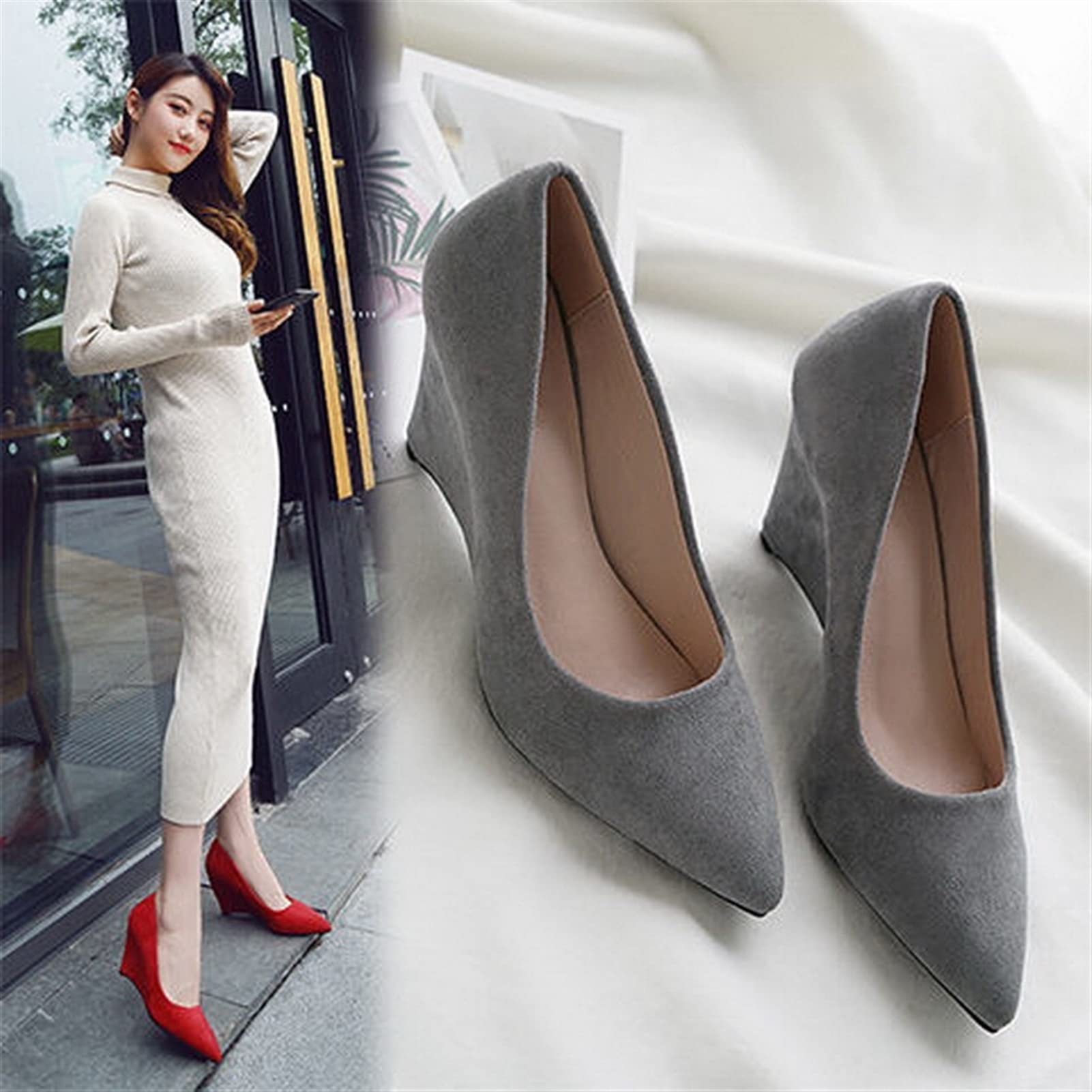 open lace back dress Amazon.com: YDYCG Women's Wedges Pumps Comfortable and Versatile Dress  Shoes Pointed Toe High Heels Office Lady Work Shoes Female Footware (Color  : Grey, Shoe Size : 4.5) : Clothing, Shoes & Jewelry