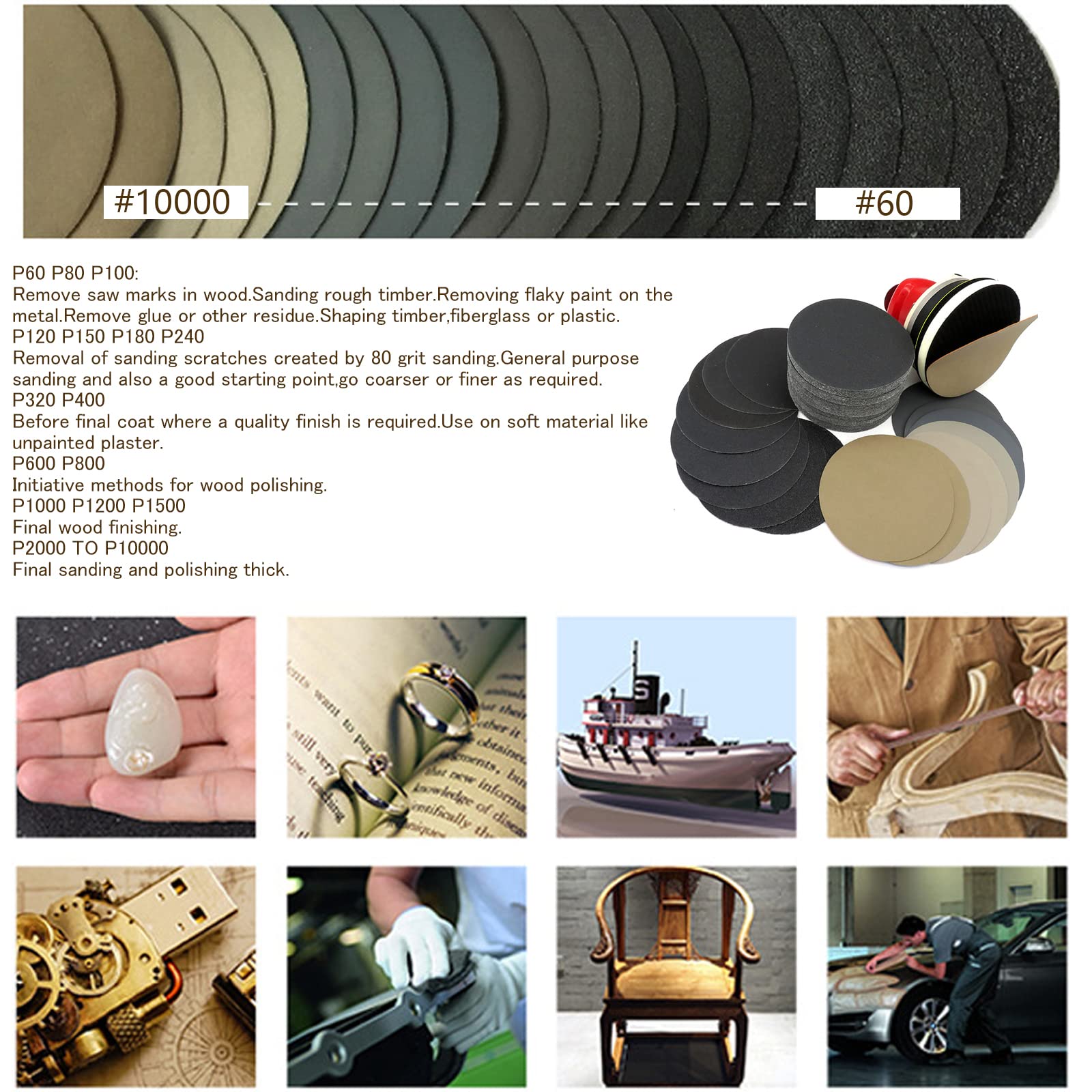 Lijas 125mm 35 piezas Lijas para Lijadora Papel de Lija 2000/2500/3000/4000/5000/7000/1000 Granos Papel Abrasivo Autoadhesivos para Lijadora Excéntrica Pulir Coche Disco Radial Madera