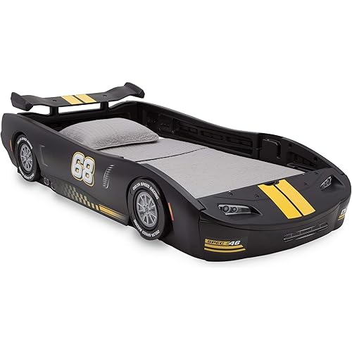Delta Children Turbo Race Car Twin Bed, Black