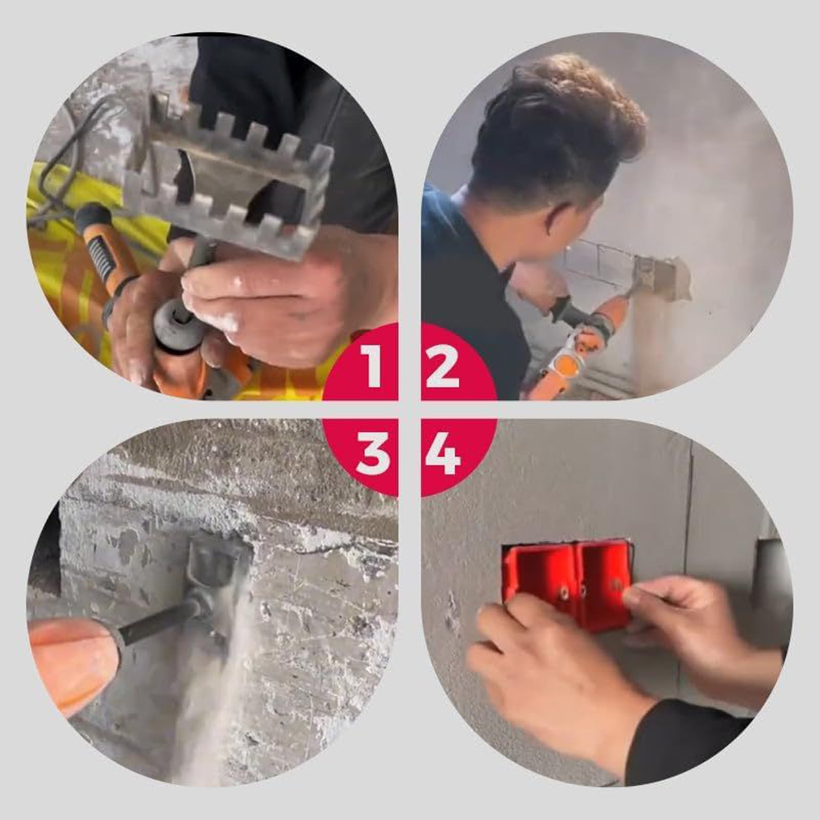 Cortadora cuadrada,Herramienta oscilante Cortador de enchufes de pared - Sierra portátil para cajas y taladro-cuadrado para ladrillos de hormigón