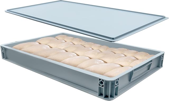 U F M L Stackable Pizza Bread Dough Tray Box 15 Litre and 60x40x7.5 CM (LxWxH) With Airtight Lid Food Grade, Premium Plastic Tray Box For Proofing Dough!