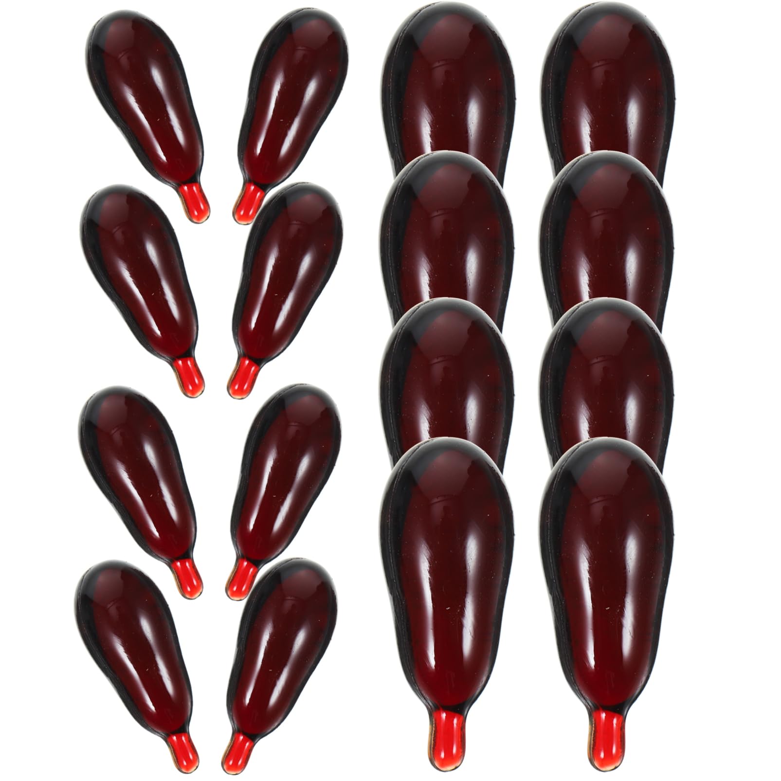 HANABASS 30pcs Halloween Blood Capsules, Dark Red Plastic Prop Pills Funny Vampire Pills for Cosplay, Masquerade, Theatre, Party Decoration