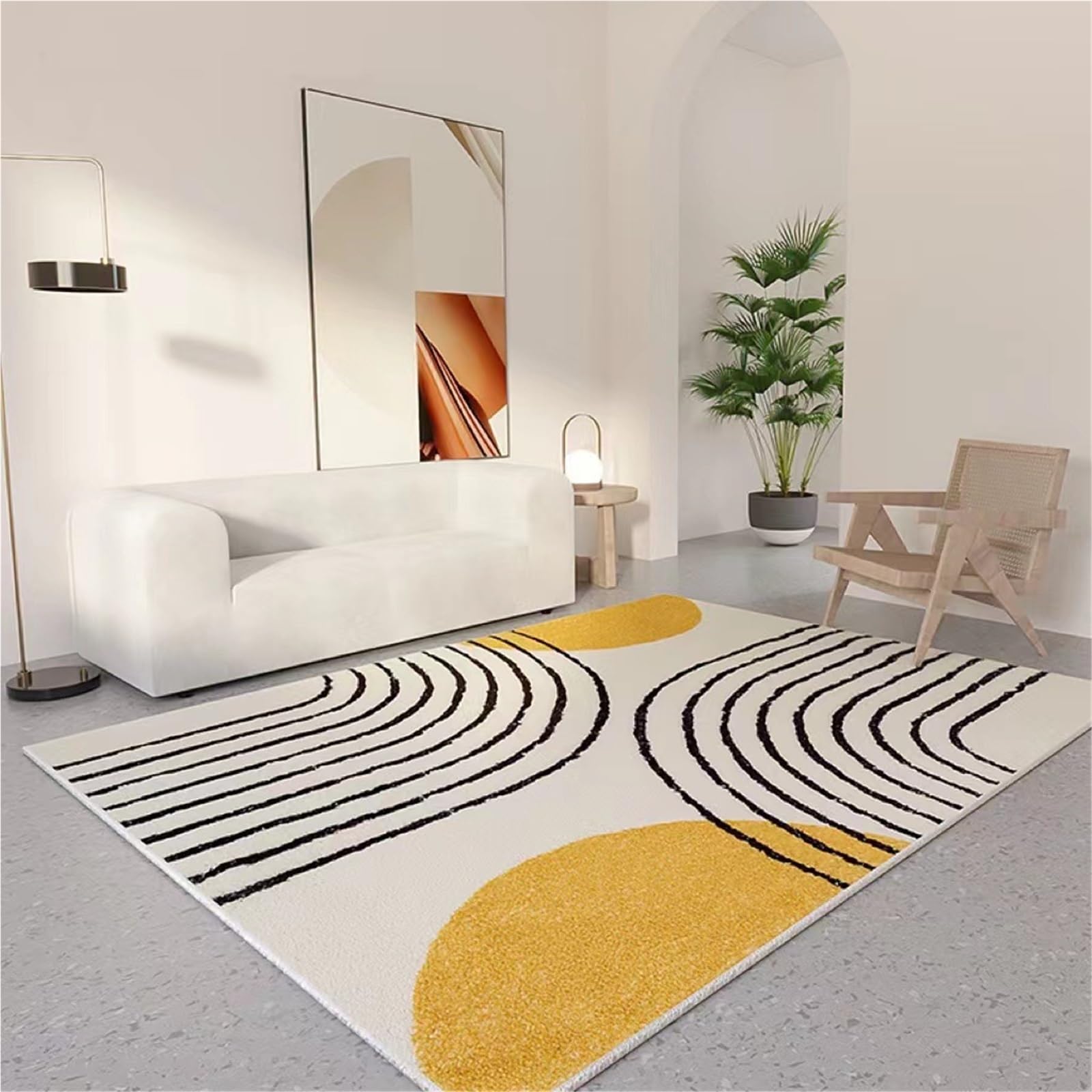 Tapis salon lavable et antidérapant rétro vintage à poils bas