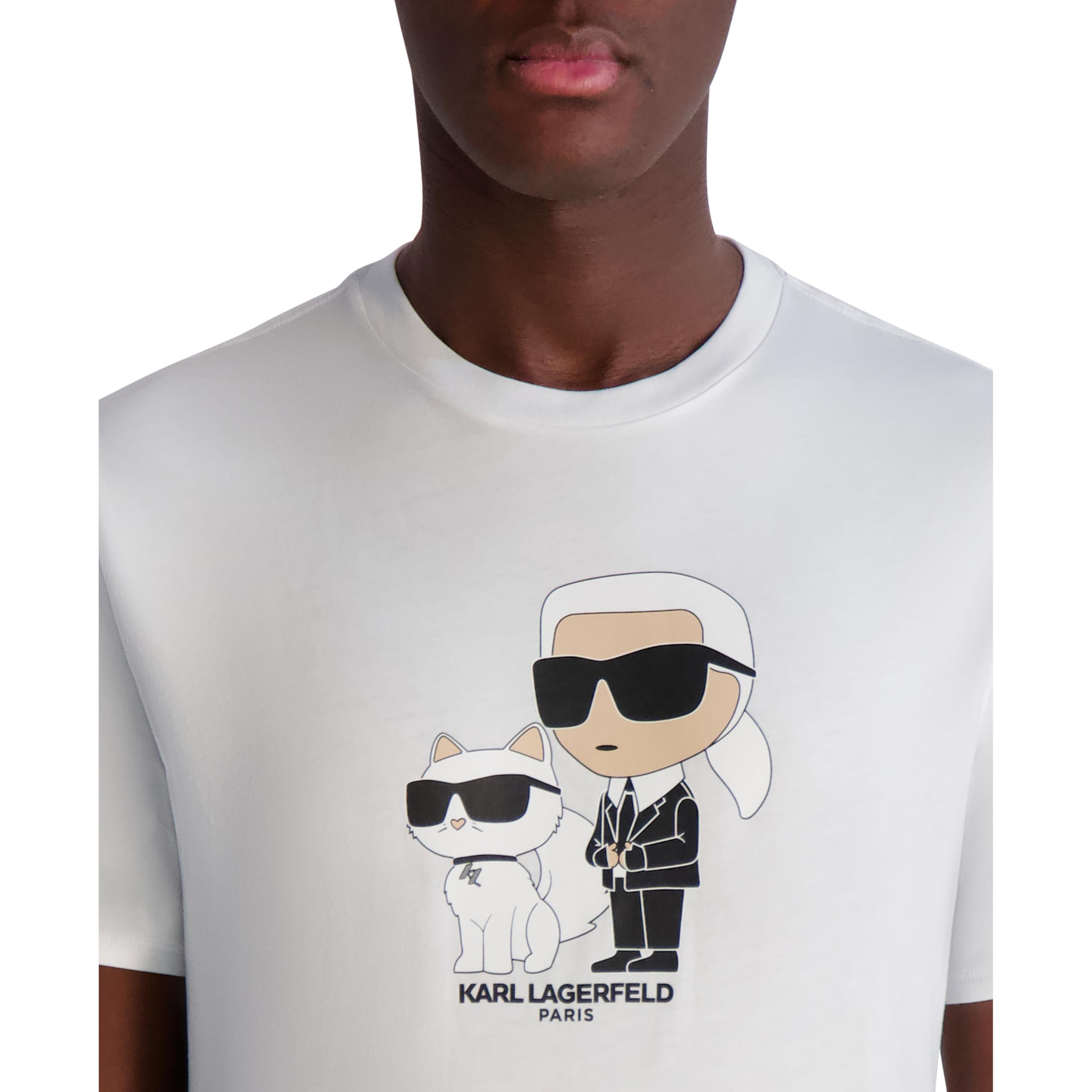Karl Lagerfeld Camiseta de Manga Corta con Cuello Redondo para Hombre con diseño gráfico