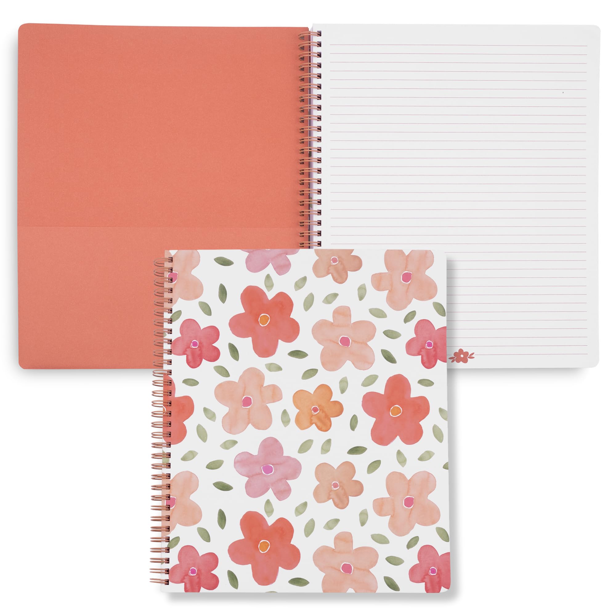 Steel Mill & Co Large Spiral Notebook College Ruled for Journaling/School/Work, 11" x 9.5" with Durable Hardcover and 160 Lined Pages (Bold Floral)