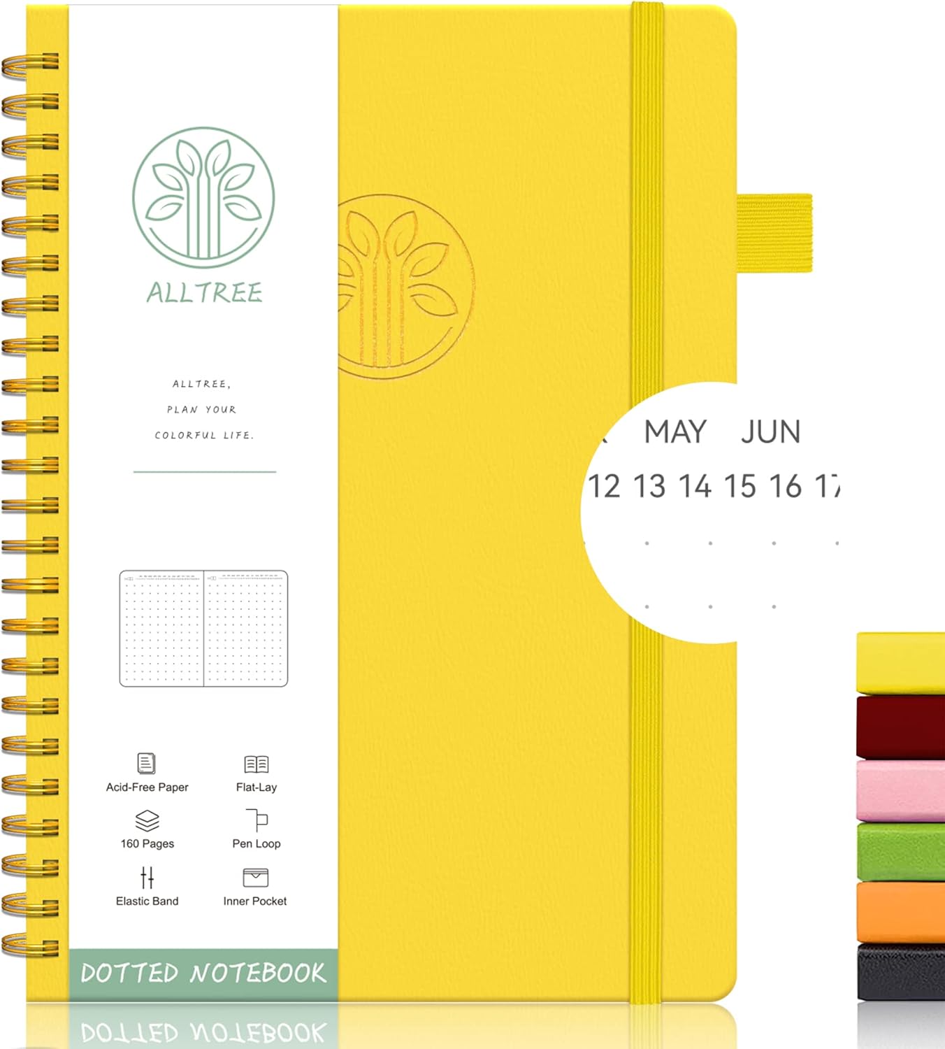 Spiral Dot Grid Notebook Journal, Dotted Paper Notebook