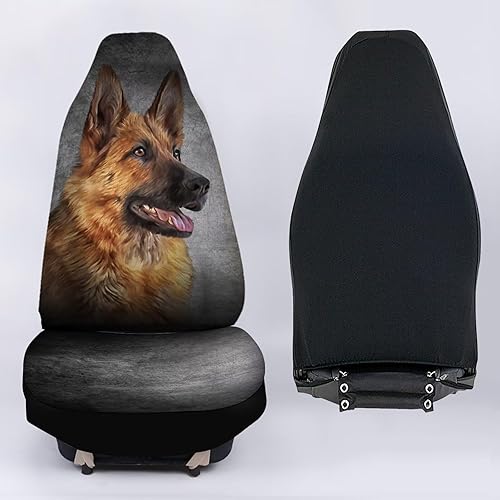 Miniatura 5 de Baxinh Juego de fundas de asiento de automóvil con estampado de pastor alemán para mujer, 2 piezas de protector de asiento delantero de automóvil,