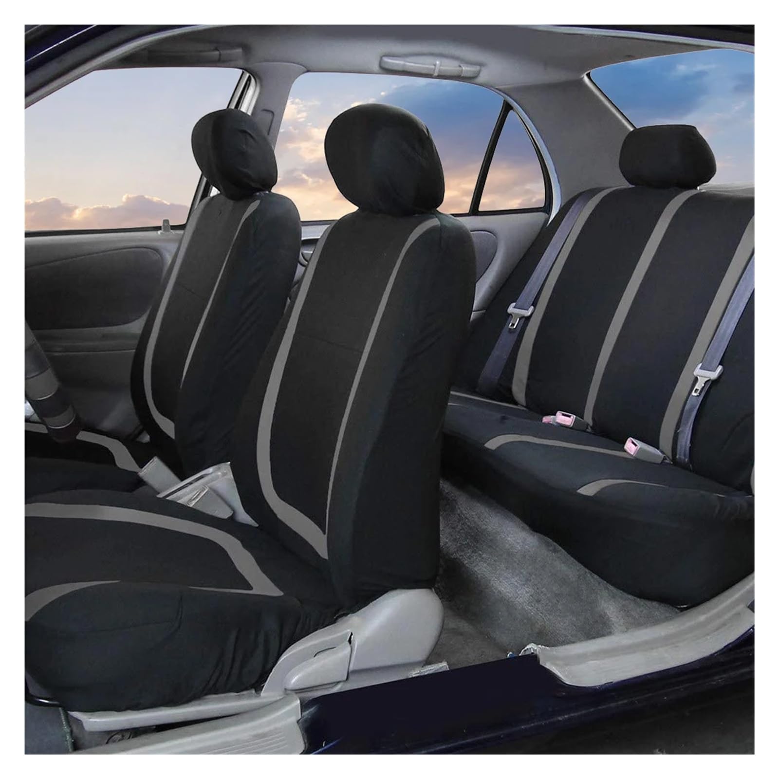 Set Copri-Sedile Coprisedile Per Auto Set Completo In Tessuto Poliestere Universale Traspirante Lavabile Adatto Per Camion SUV(Blu)