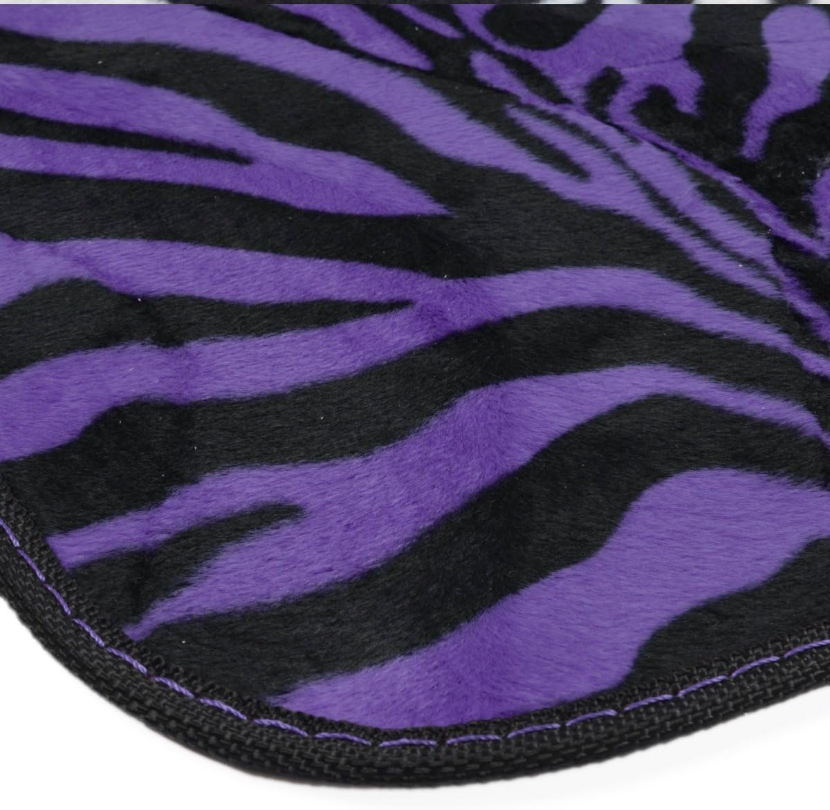 BDK Universal Fit 4-Piece Animal Print Velvet Carpet Floor Mat - (Purple Zebra)