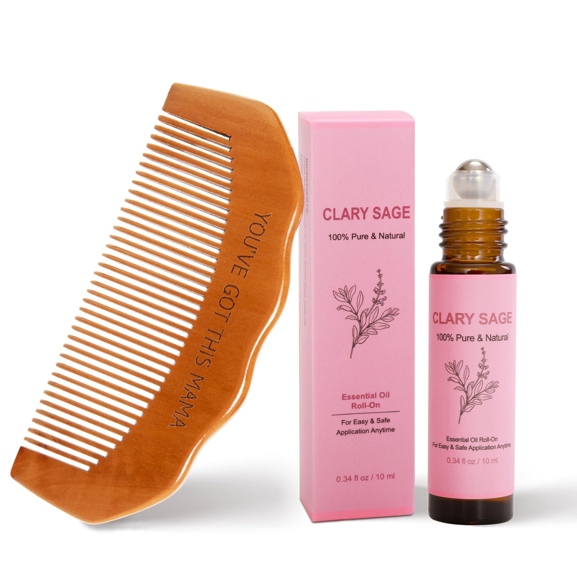 Birth Comb & Clary Sage Oil Set, Labor and Delivery Essentials