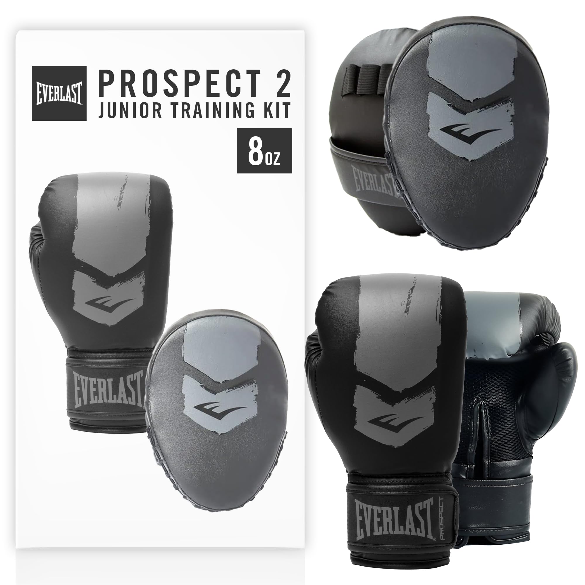 Everlast Prospect 2 Kit de Entrenamiento Niños/Jóvenes Guantes, Manoplas y Casco, Protector y cómodo para MMA – Equipamiento Everlast auténtico