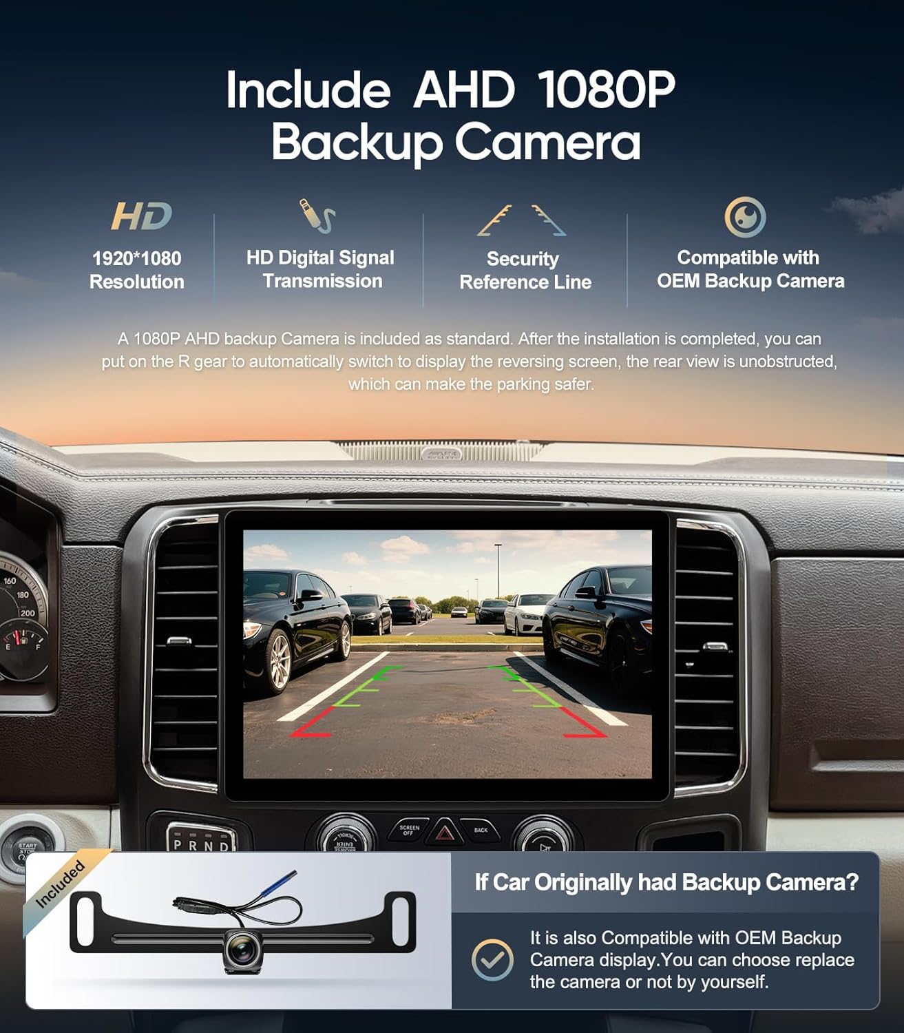 13.1 inch Car Radio Stereo for Dodge Ram 1500/2500/3500 2013-2018,Android 13 Touch Screen with 1080P Backup Camera,Wireless CarPlay,Android Auto,WiFi/GPS Navigation/BT/FM/SWC (Fit for 2013-2018)