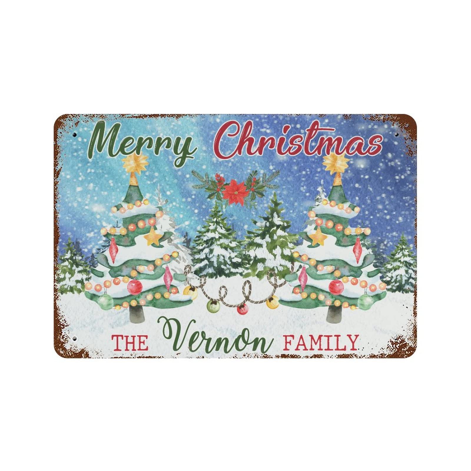 Arbre de Noël personnalisé rétro, panneau de pelouse vintage Merry Christmas de cuisine