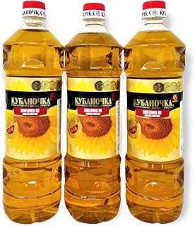 "Kubanochka" Unrefined Aromatic Sunflower Oil TOP GRADE 1L x 3 PACK NO GMO Product of Russia Масло «Кубаночка» подсолнечно...