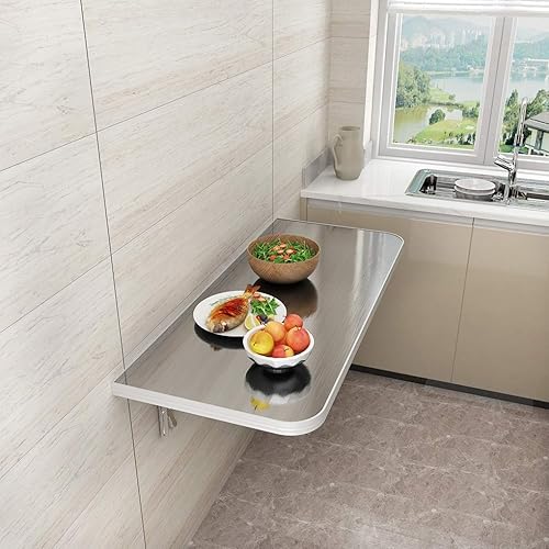 Escritorio plegable montado en la pared mesa de comedor Mesa de comedor de acero inoxidable computadora escritorio de escritorio flotante para