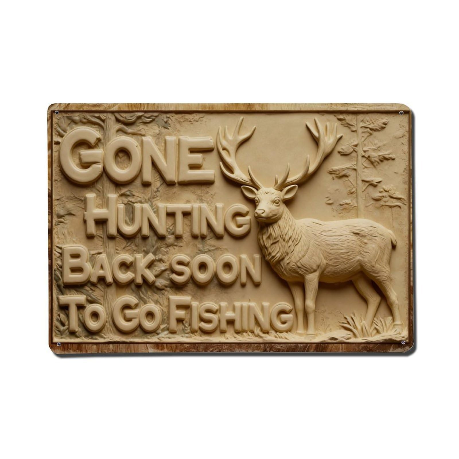 Deer Hunting Sign Art Print Metal Tin Sign Plaque
