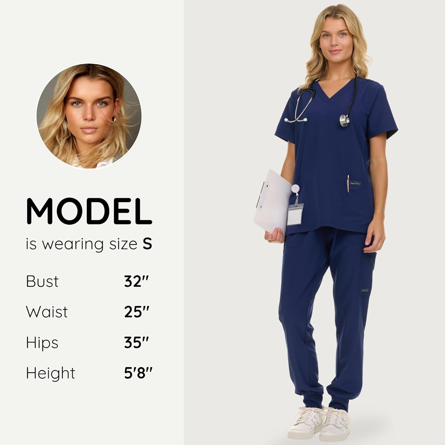 Nautica Scrub Pants for Women, Breathable Drawstring Jogger Scrubs for Women, 5 Pocket Stretch Soft Scrub Bottoms for Woman - Image 6